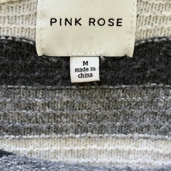 Pink Rose Women's Crew Neck Striped Sweater - Black and Gray - Picture 4 of 4